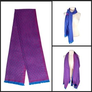 Gucci New Sten GG Double Jacquard Orange & Pink Large Soft Wool Scarf NWT